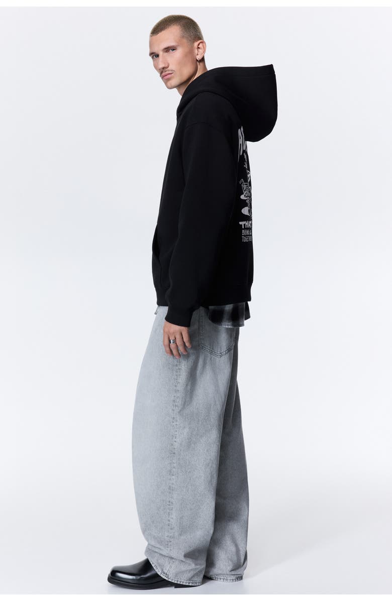 H&M Relaxed Fit Printed Hoodie, Alternate, color, Black/Appetites