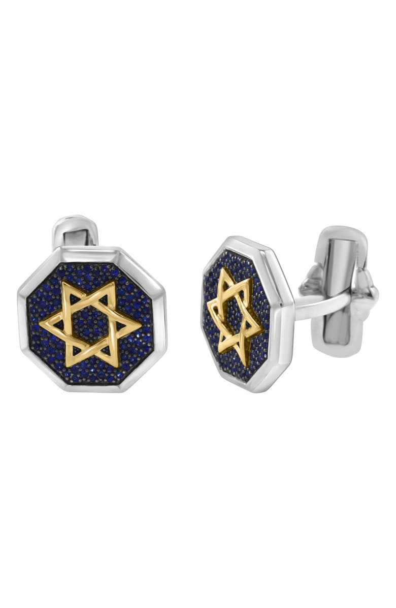 EFFY Star of David Cuff Links, Main, color, Blue