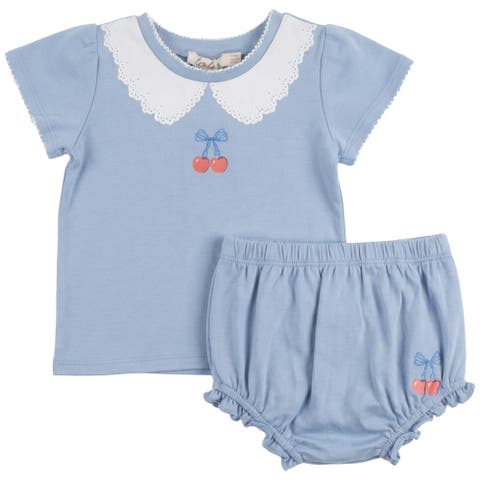Cherry Print Two Piece Short Sleeve Top and Bloomers Set (Baby)