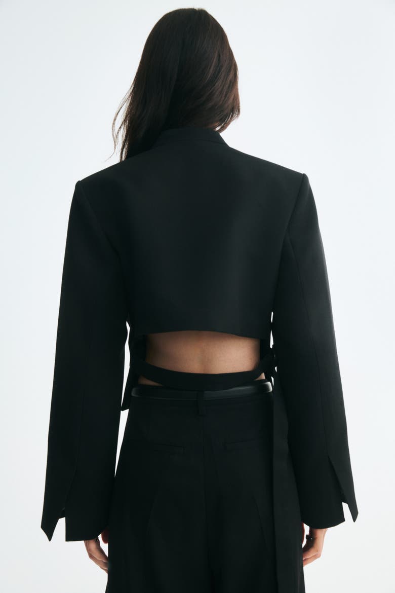 Cropped Belt-detail Jacket, Alternate, color, Black