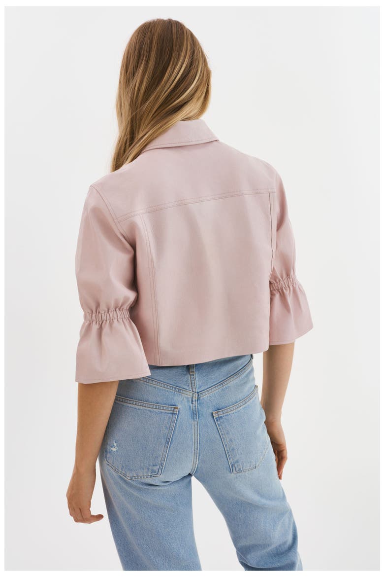 Carolina | Leather Ruffle Sleeve Jacket, Alternate, color, Rose