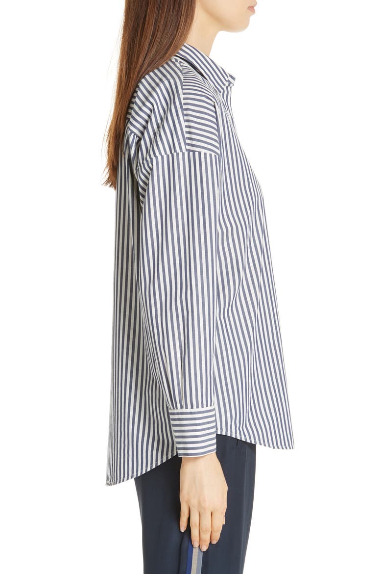 Railroad Stripe Boyfriend Shirt, Alternate, color, NAVY/ WHITE