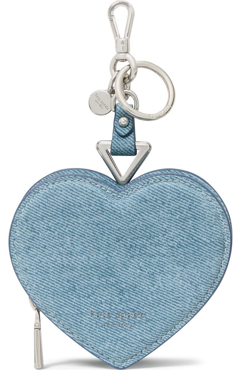 Kate Spade New York liv denim suede heart coin purse, Main, color,