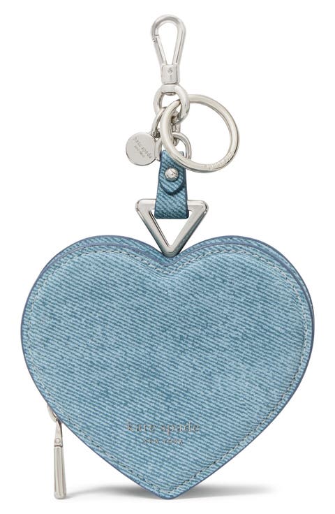 liv denim suede heart coin purse