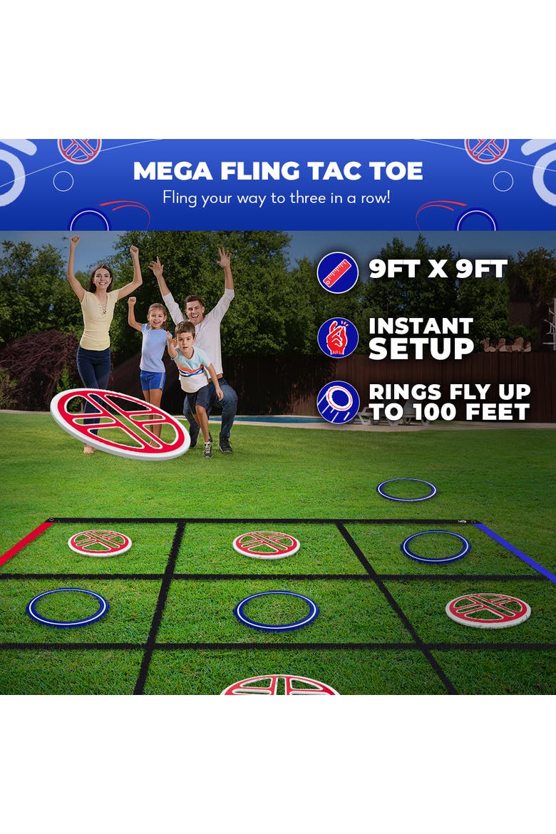 Fling Tac Toe (9ft x 9ft) Giant Tic Tac Toe Game, Alternate, color, Red, Blue