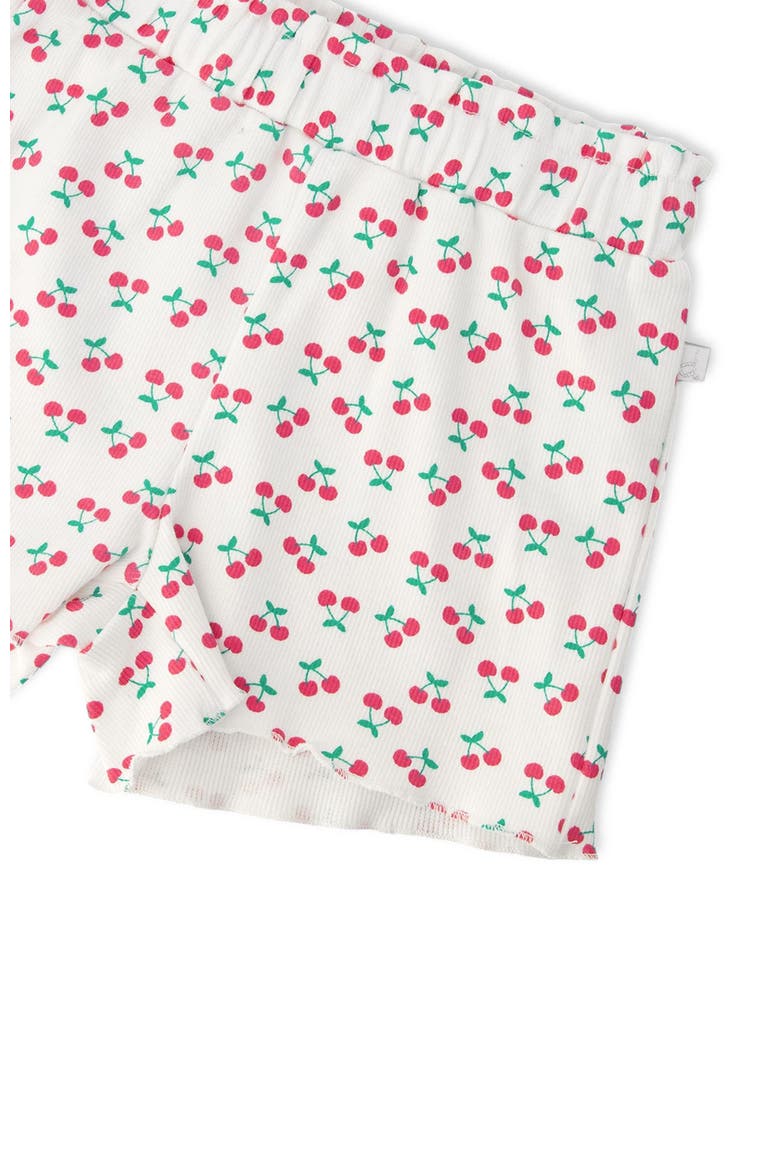 Elastic Waist Rib Cherries Shorts, Alternate, color, White with Cherry Print