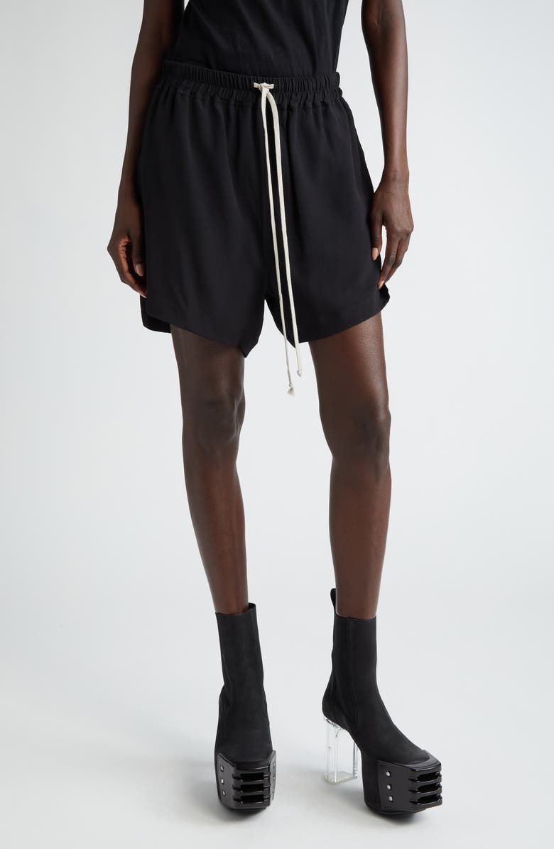 Rick Owens Drawstring Step Hem Boxer Shorts, Main, color, 