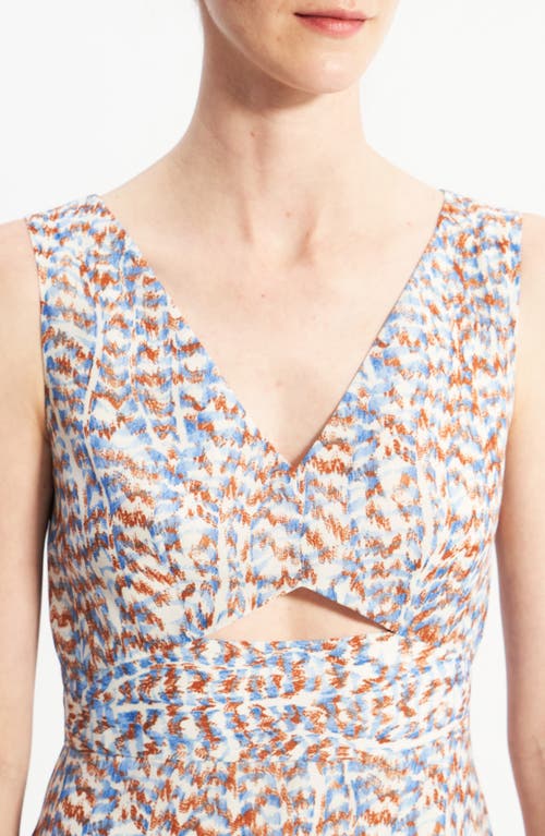 Theory Sleeveless Printed Midi A-line Dress In Blue Multi - G0d