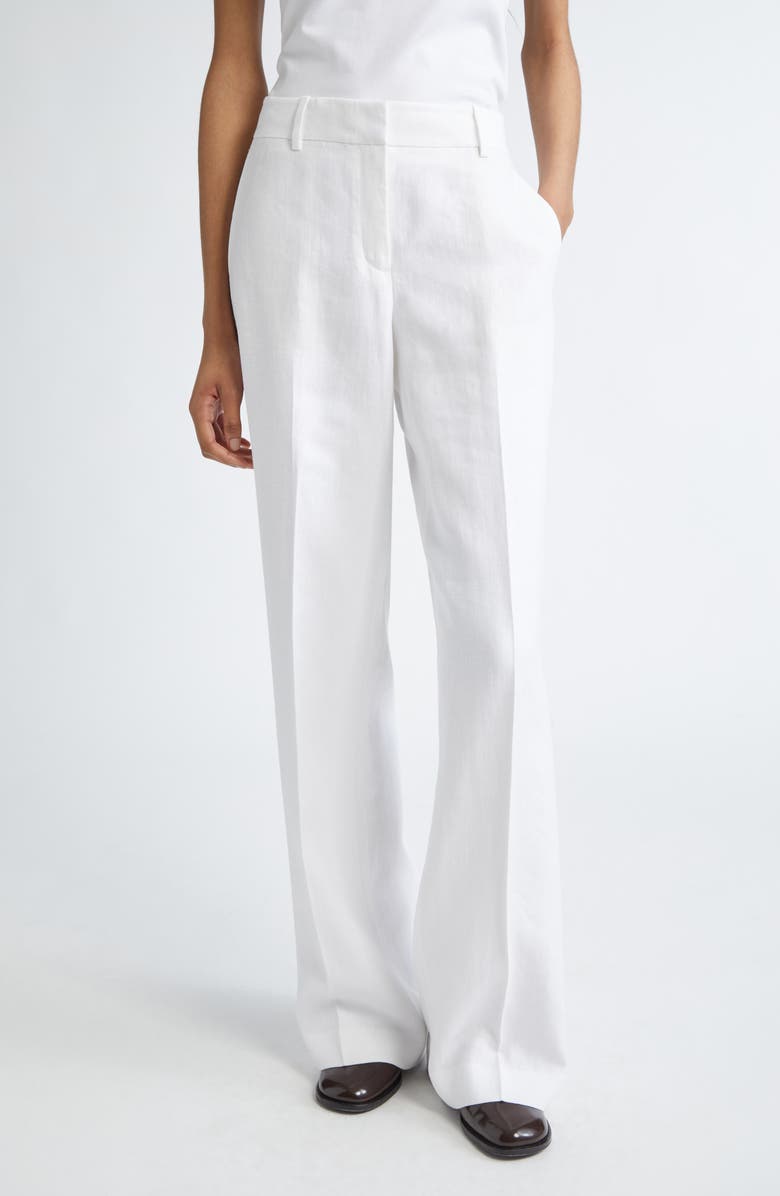 Lafayette 148 New York Sullivan Wide Leg Linen Pants, Main, color, White