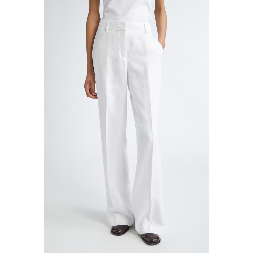 Lafayette 148 New York Sullivan Wide Leg Linen Pants In White