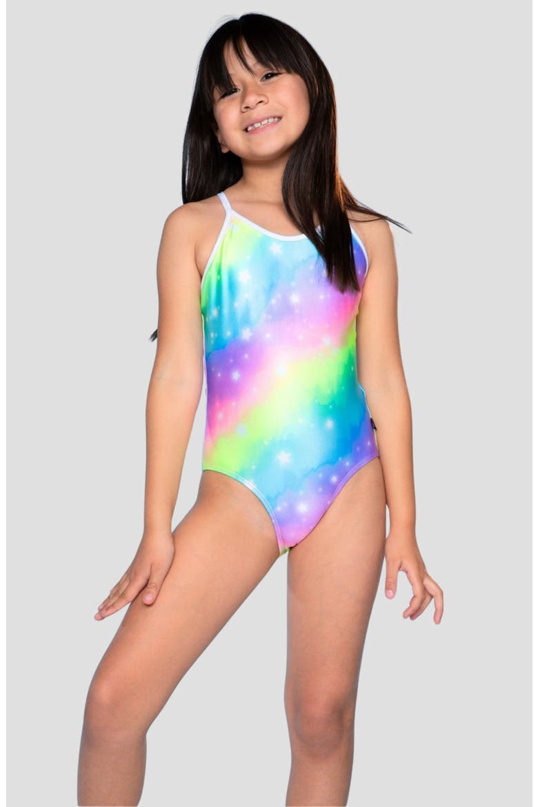 Kids' Strappy One-Piece Swimsuit, Alternate, color, RAINBOW STARS