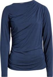 CITY BLUES Asymmetric Boat Neck Top