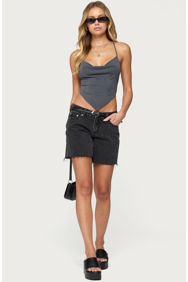 Tilla Cowl Neck Open Back Halter Top, Alternate, color, GRAY