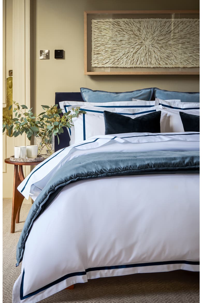 Beaumont Luxury Cotton Percale Duvet Cover Sets, Alternate, color, Navy