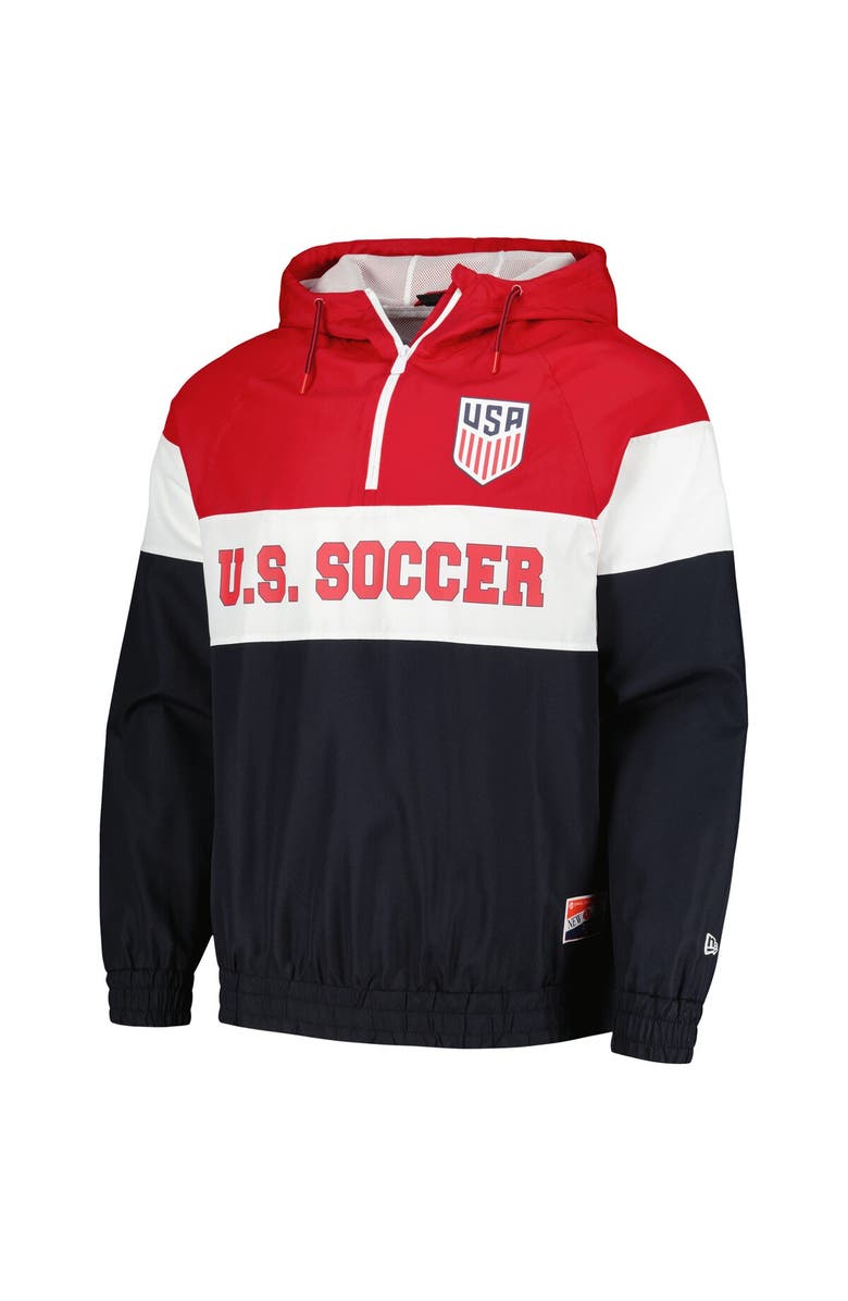 5TH AND OCEAN BY NEW ERA Men's 5th & Ocean by New Era Navy USMNT Throwback Quarter-Zip Windbreaker Jacket, Alternate, color, Navy