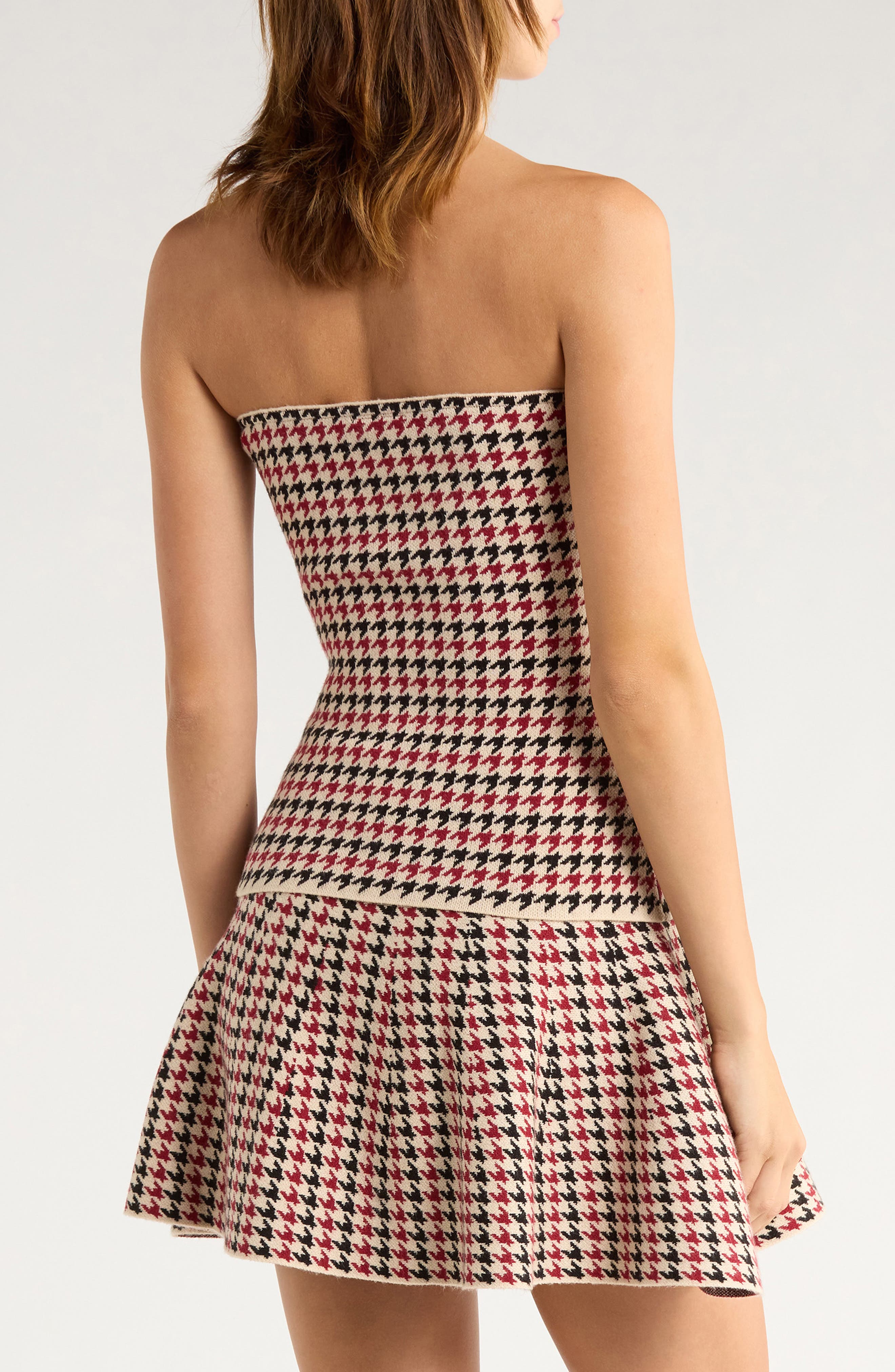 Hannah Strapless Houndstooth Top - image 4