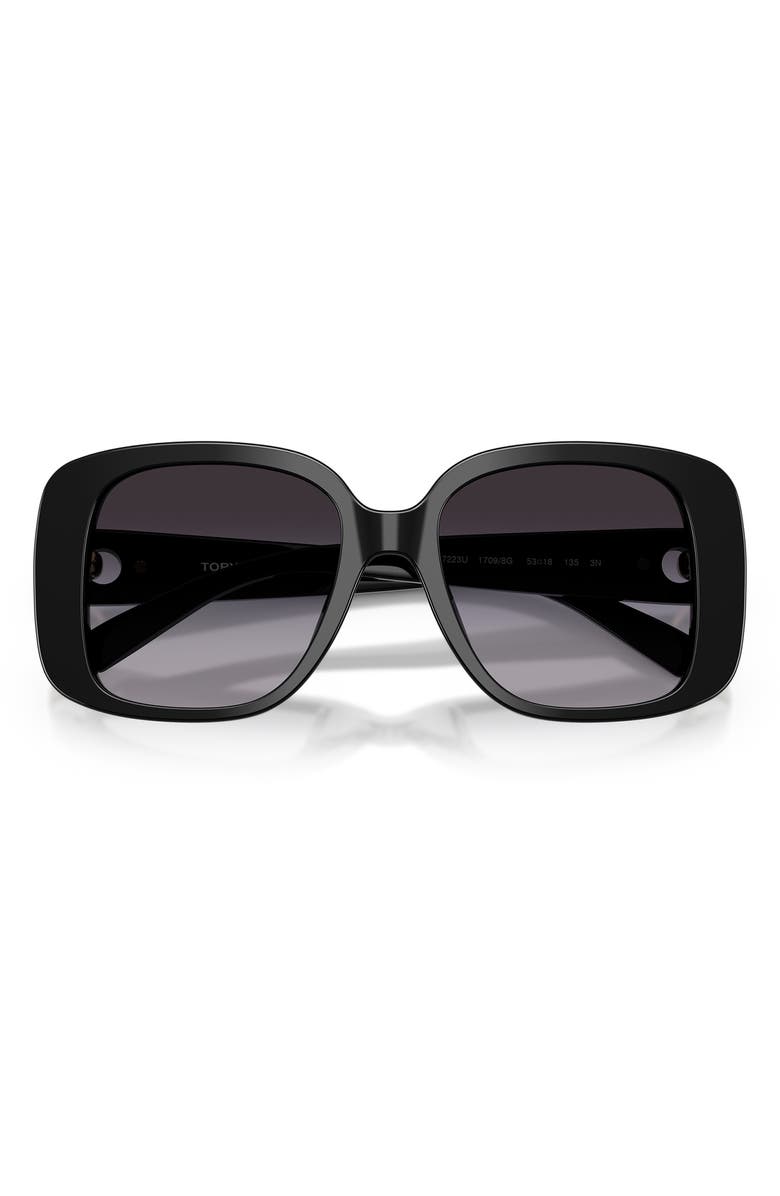 Tory Burch 53mm Gradient Square Sunglasses, Alternate, color, Black / Grey / Dark Grey