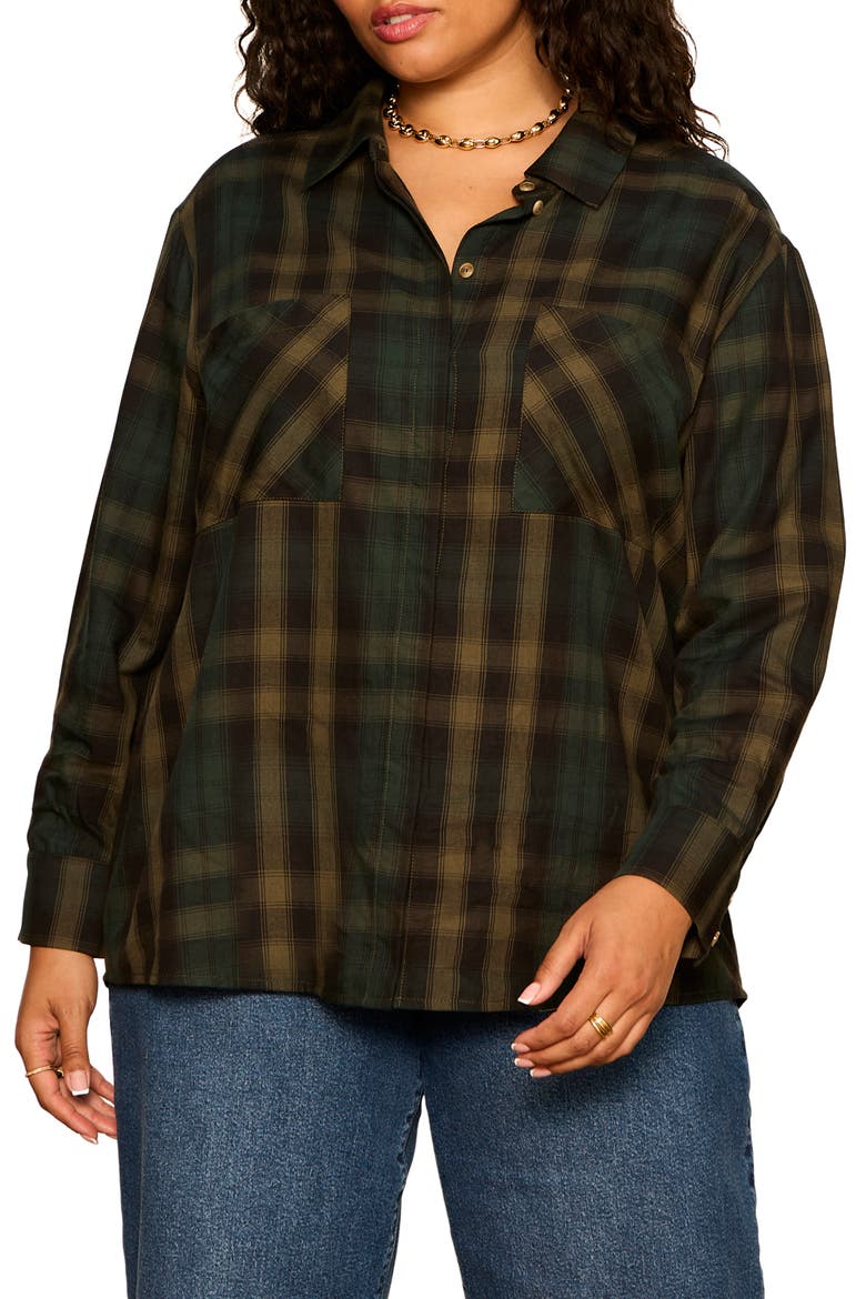 City Plaid Shirt, Main, color, FOREST PLAID GREEN