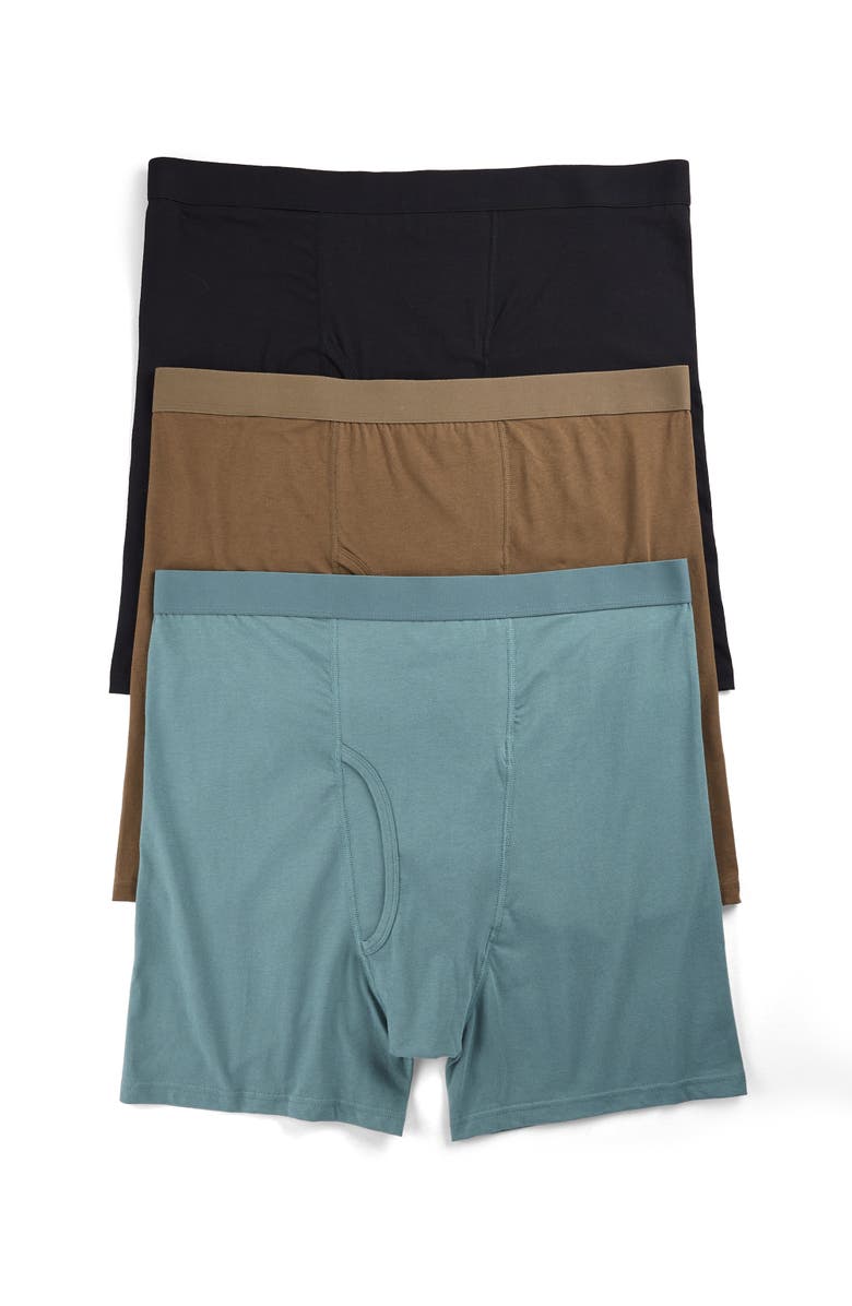 Harbor Bay by DXL Big & Tall 3-pk Active Stretch Boxer Briefs, Main, color, Woodchip