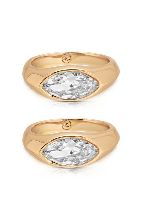 Marquise Cubic Zirconia Set of 2 Rings