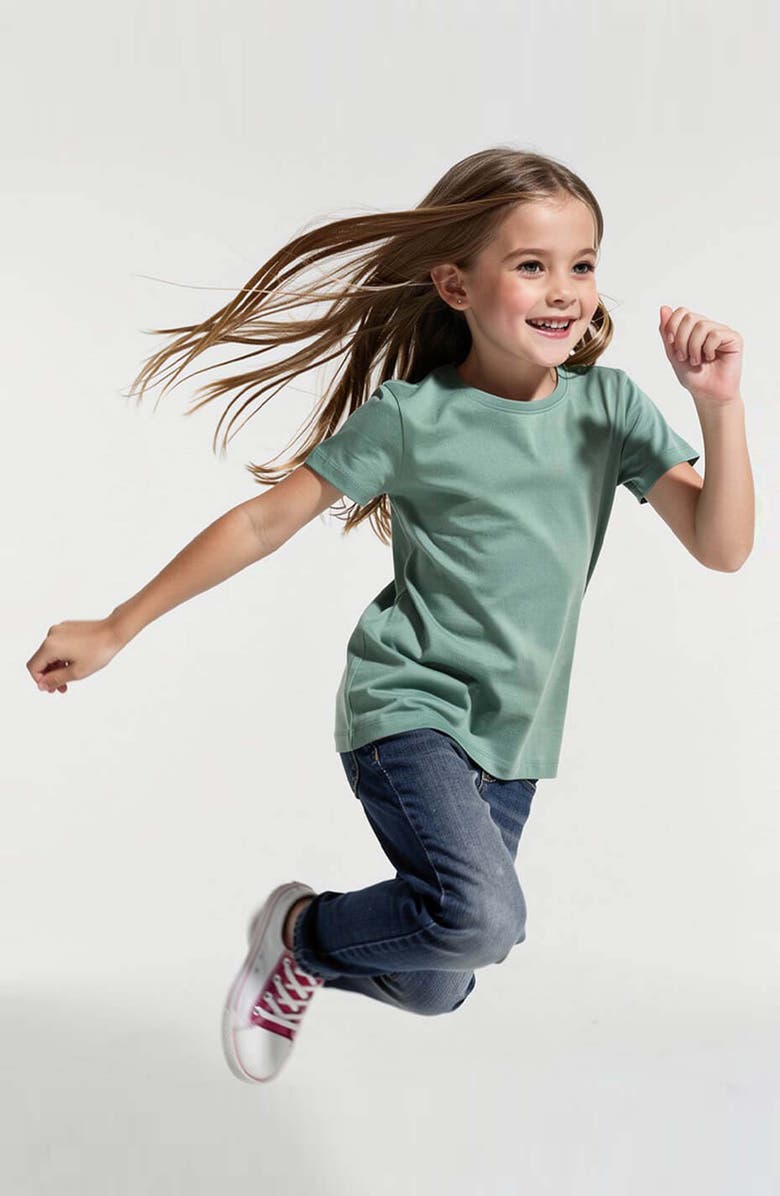 Mightly Organic Cotton Short Sleeve Ribbed Scoop Neck Tee, Alternate, color, Willow