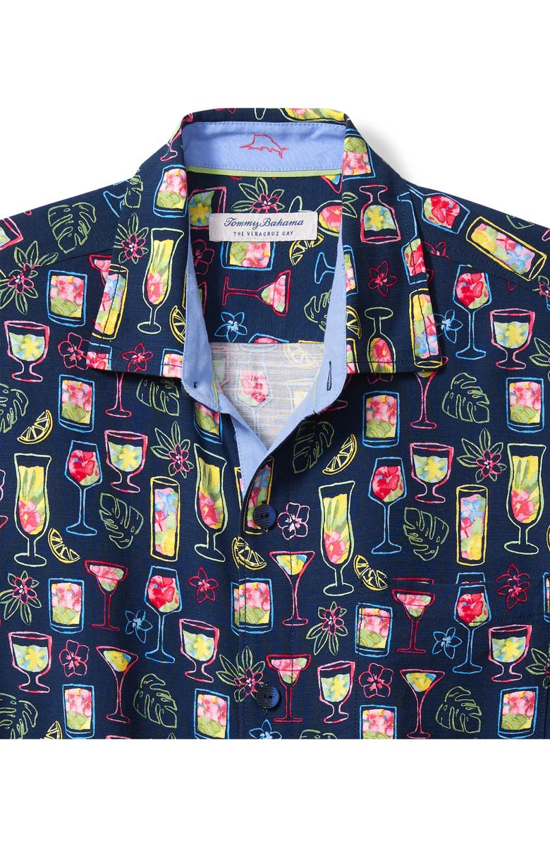 Tommy Bahama Veracruz Cay Electric Cocktails Short Sleeve Button-Up Shirt, Alternate, color, 