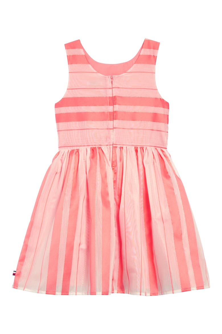 Satin Stripe Fit & Flare Dress, Alternate, color, SHELL PINK