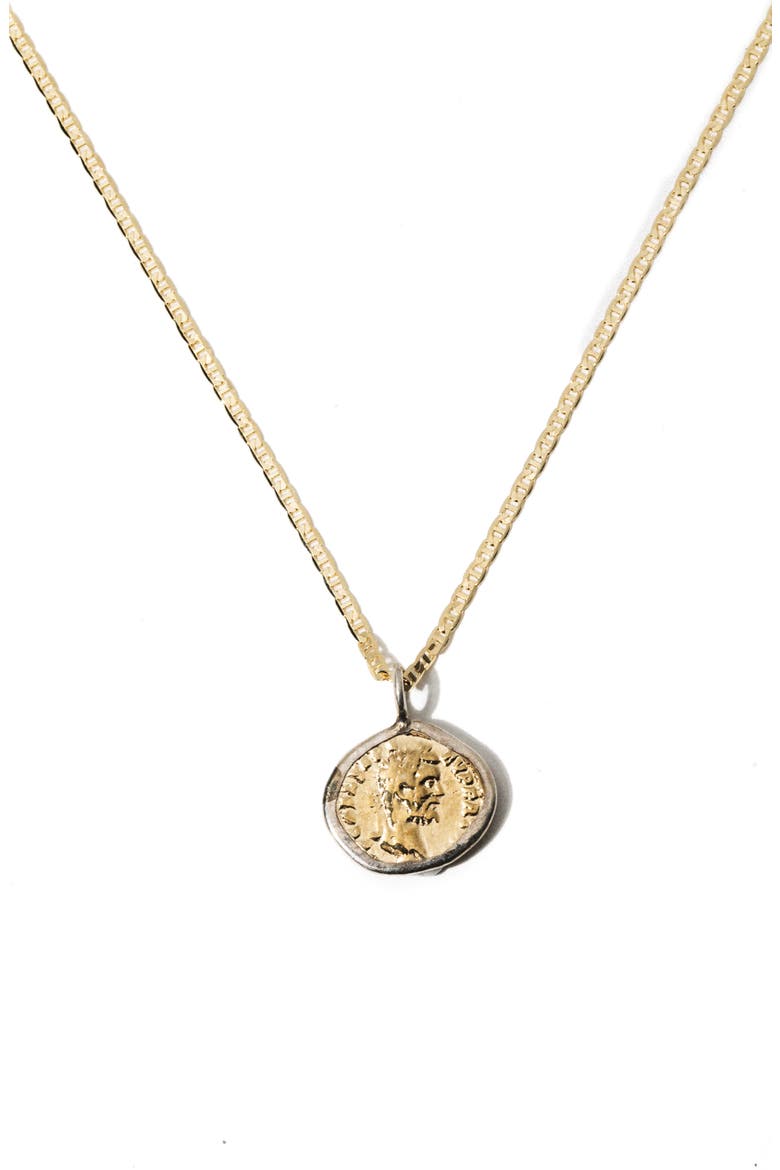 Caeser Coin Pendant Necklace, Main, color, 18K GOLD FILLED