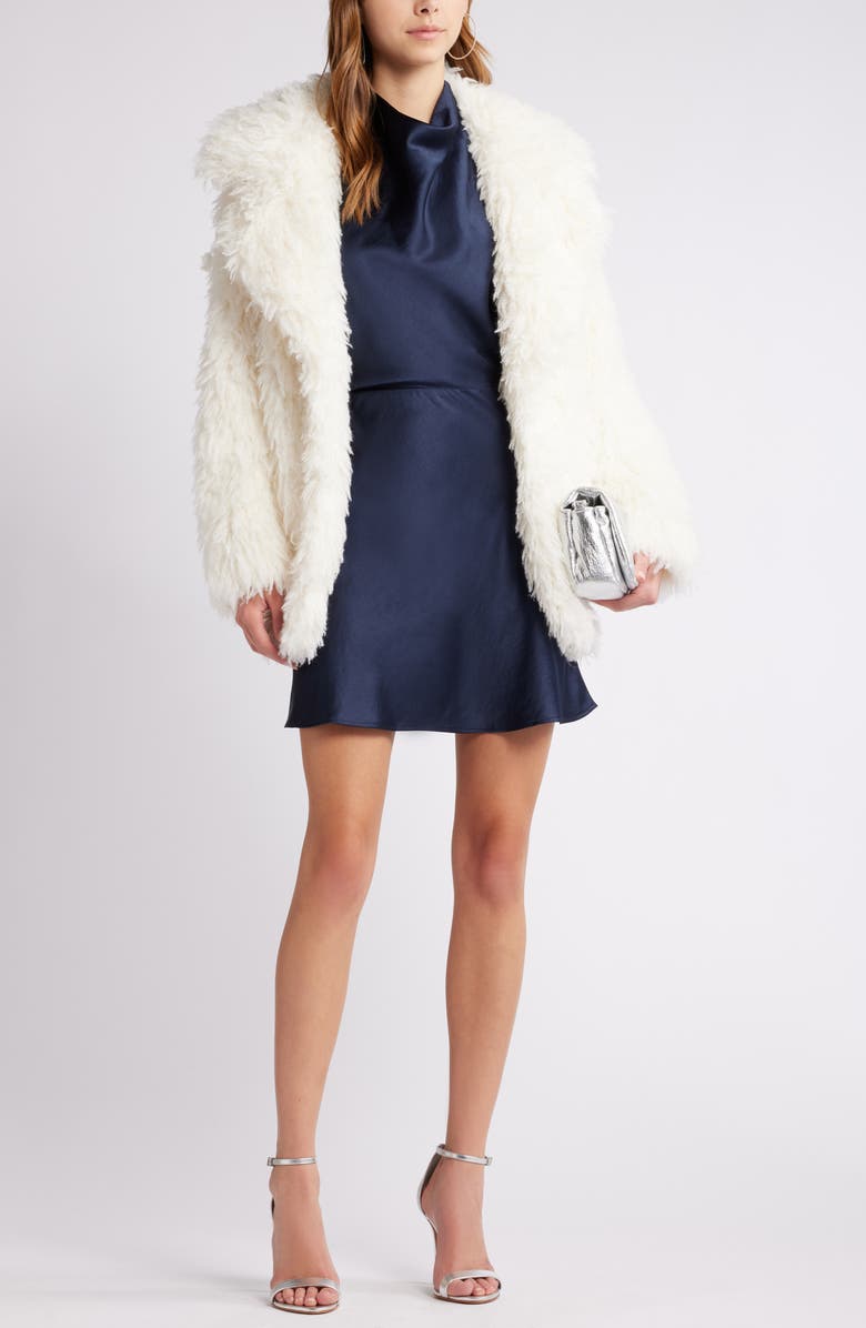 Open Edit Open Back Satin Minidress, Alternate, color, Navy Blazer