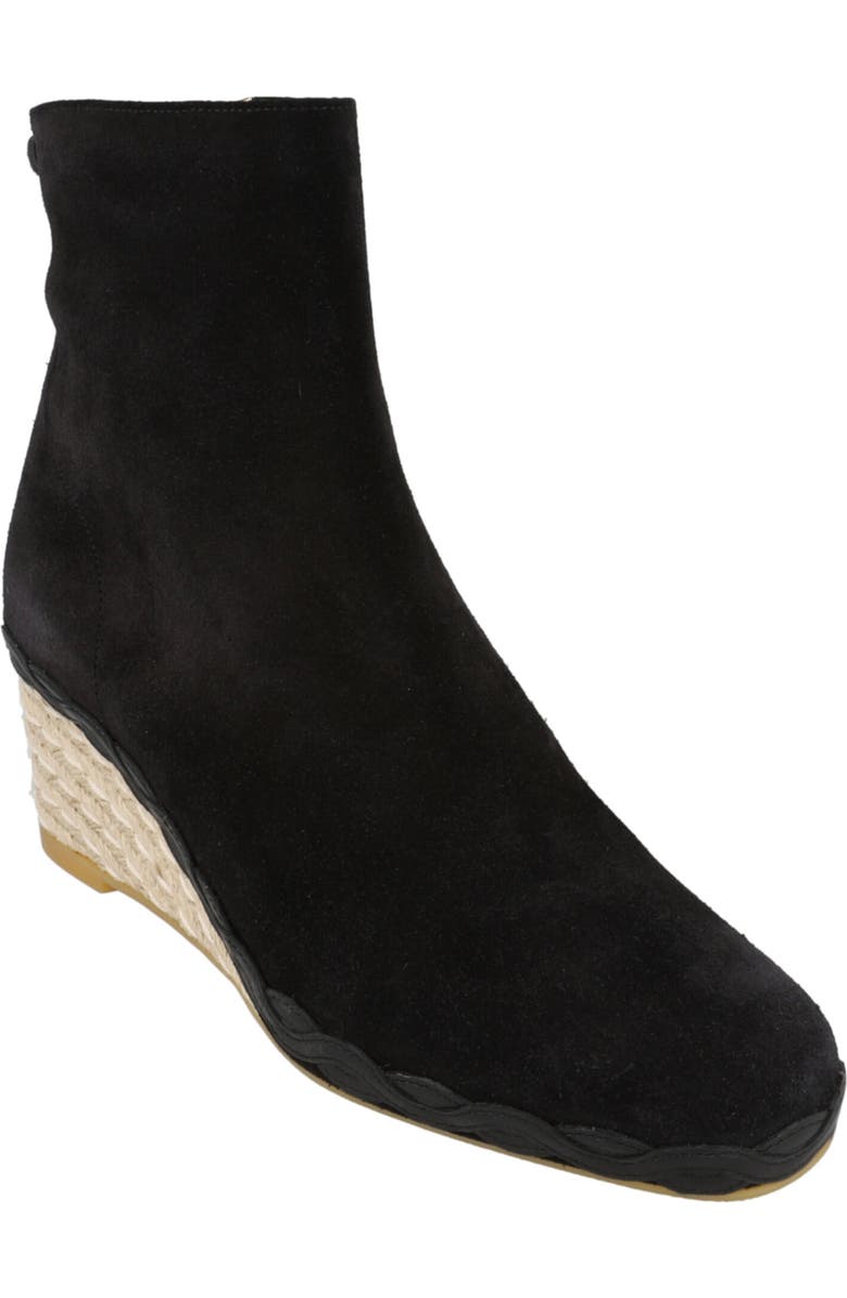 FERRAGAMO Canaria Suede Espadrille Wedge Boot, Main, color, Black