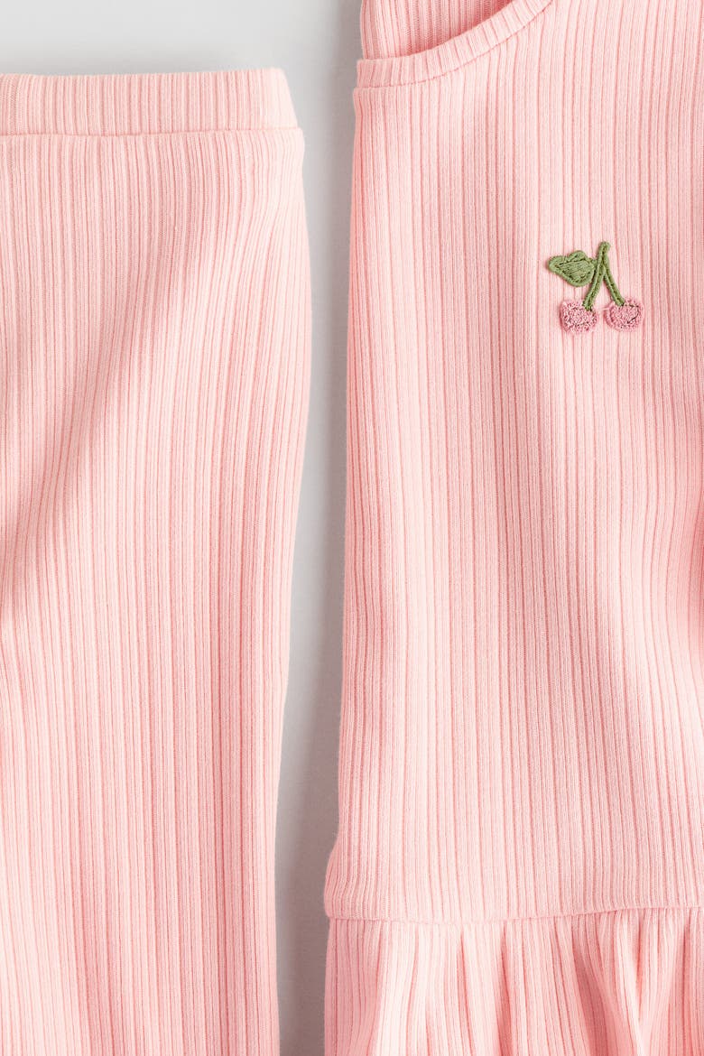 2-piece Ribbed Set, Alternate, color, Light pink/cherries