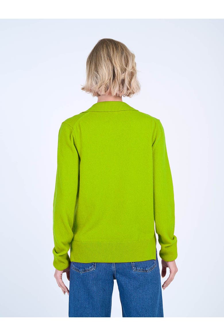 Long Sleeve Collared V-Neck Sweater, Alternate, color, Parrot Green