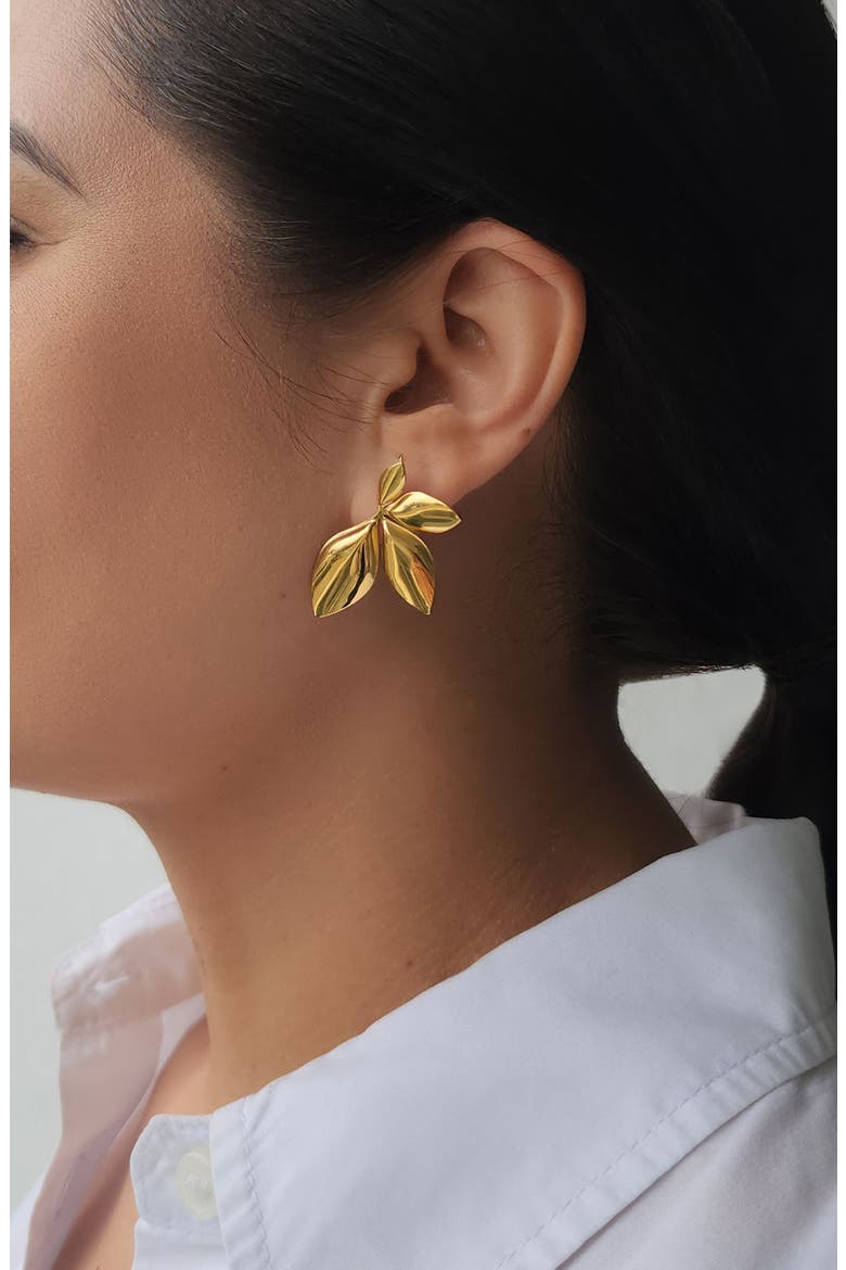 Flower Stud Earrings, Alternate, color, GOLD