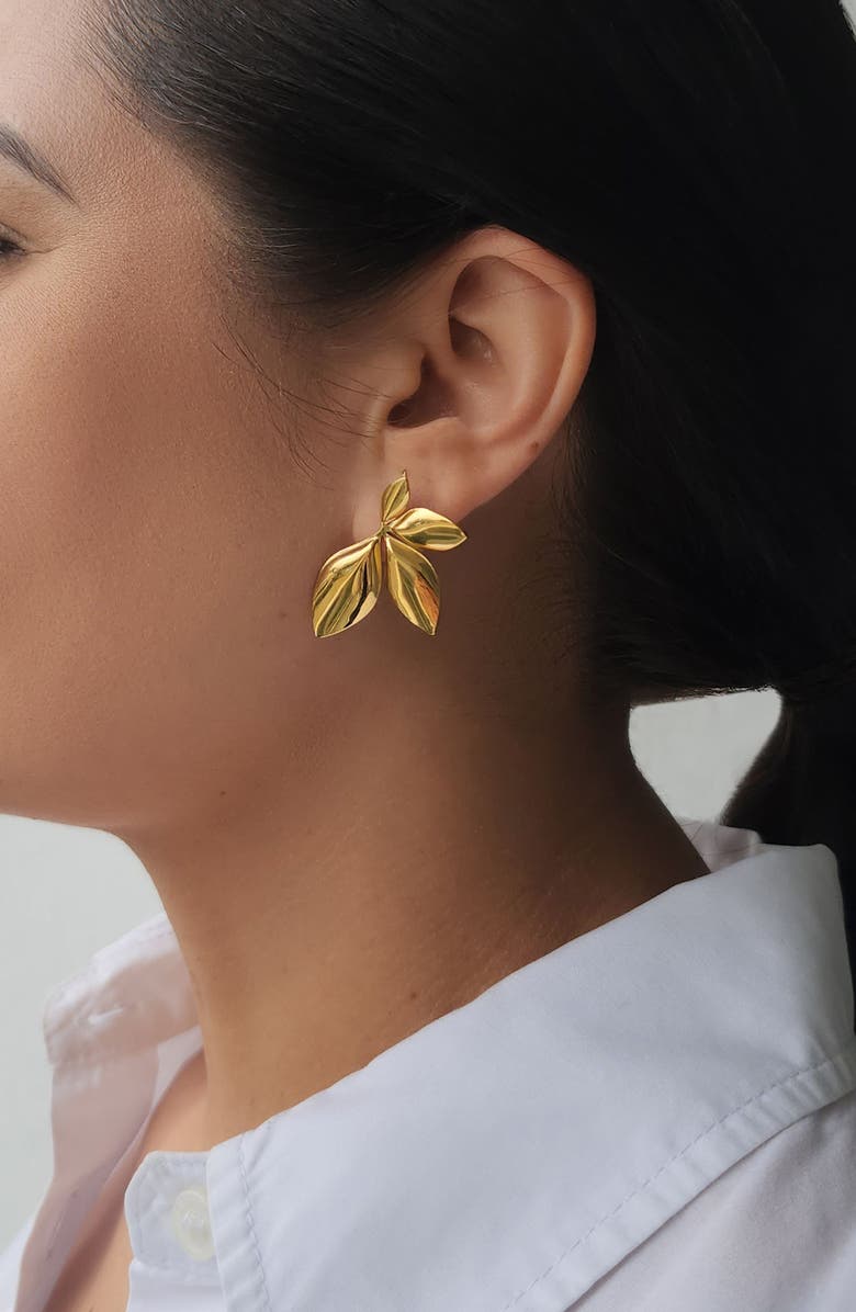Adornia Flower Stud Earrings, Alternate, color, Gold
