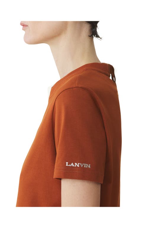 Lanvin Cotton T-shirt With Ribbon Detail In Brown