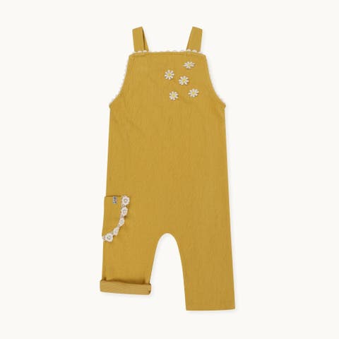 Organic Cotton Floral Applique Dungarees Jumpsuit (Toddler, Little Kid)