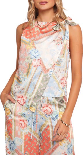 Charly Floral Sleeveless Faux Wrap Top