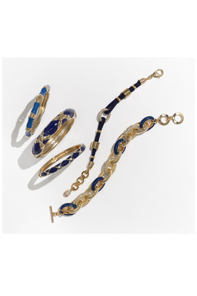 'Yacht Club' Chain Link Toggle Bracelet, Alternate, color, WHITE/ CLEAR/ GOLD