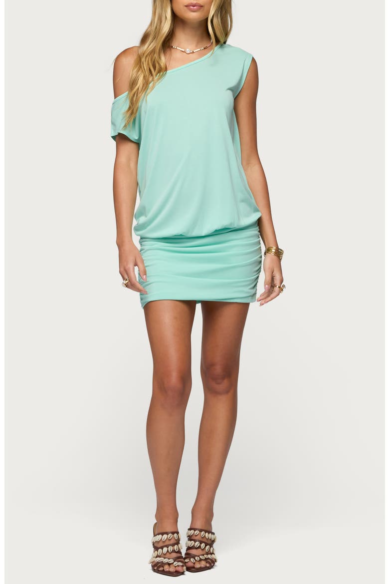 Marya One-Shoulder Minidress, Main, color, AQUA
