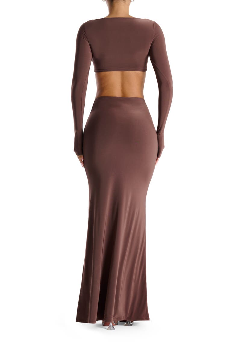Asymmetric Waist Maxi Skirt, Alternate, color, CHOCOLATE