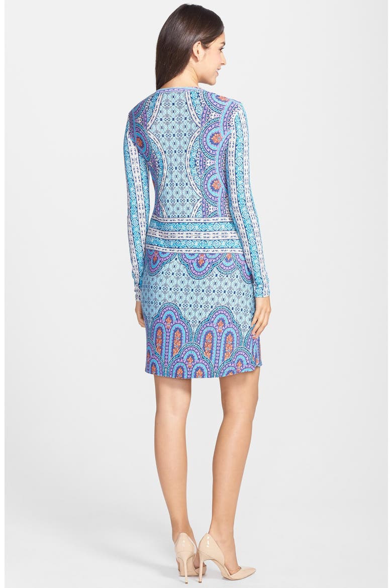 'Jeanna' Print Jersey Fit & Flare Dress, Alternate, color, BLUE DEPTHS COMBO