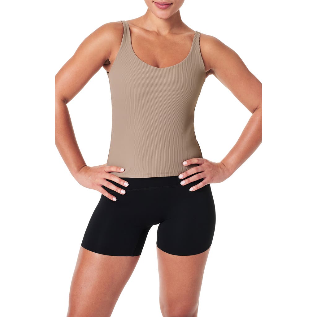 Spanx ® Contour Rib 2-in-1 Tank Top In Brown