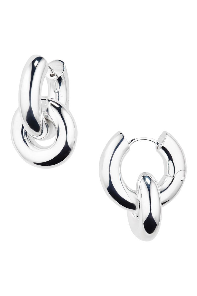 The Esther Huggie Hoop Earrings, Main, color, SILVER PLATING