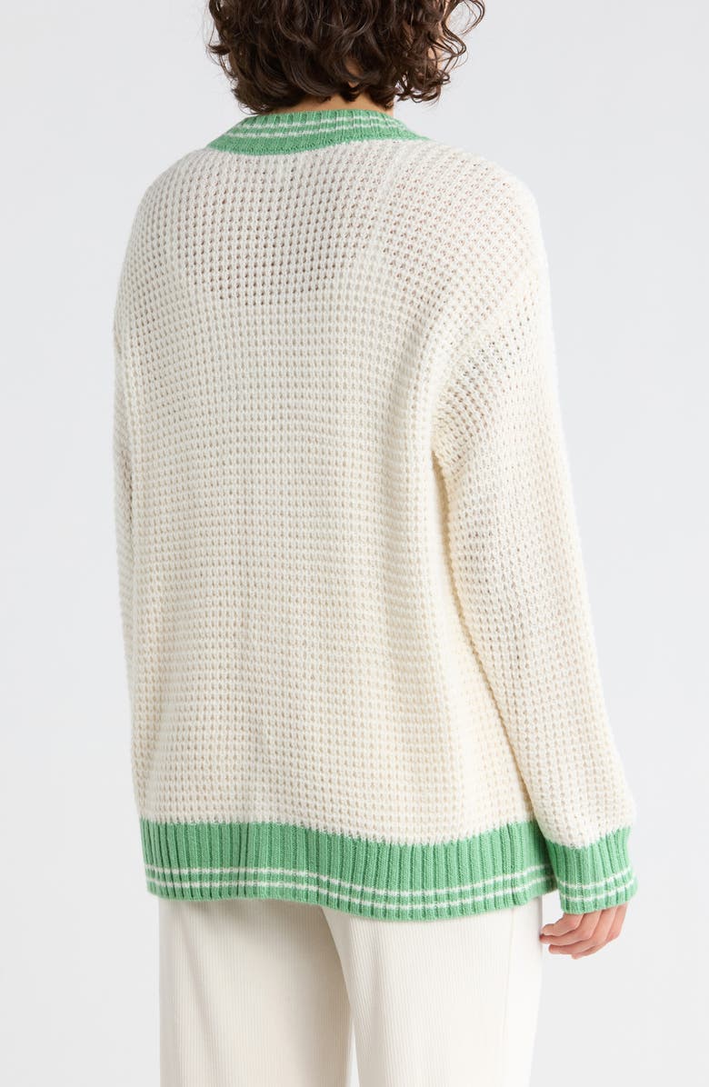 PJ Salvage Happiest On The Court Waffle Stitch Cardigan, Alternate, color, Ivory