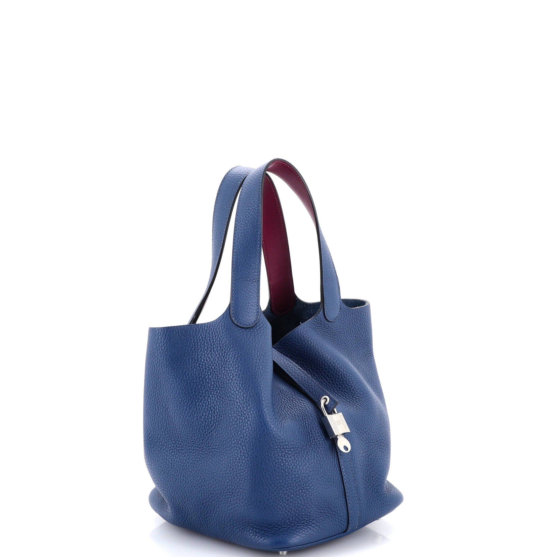 Pre-Owned Hermes Eclat Picotin Lock Bag Clemence MM, Alternate, color, Deep Bleu/Anemone