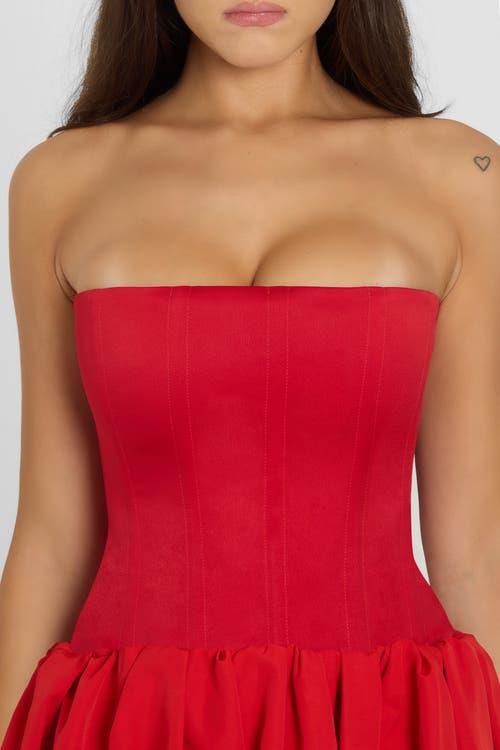 Leau Sphynx Satin Corset Top In Red