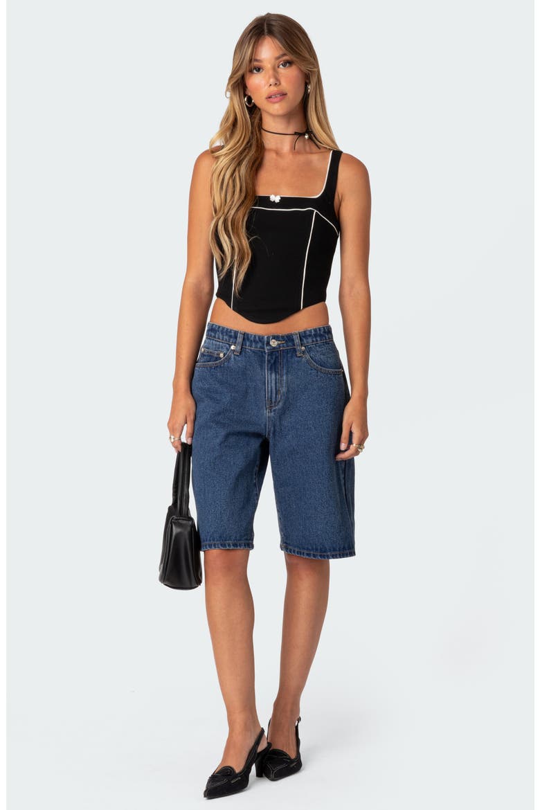 Sailor Piped Corset Tank, Alternate, color, BLACK