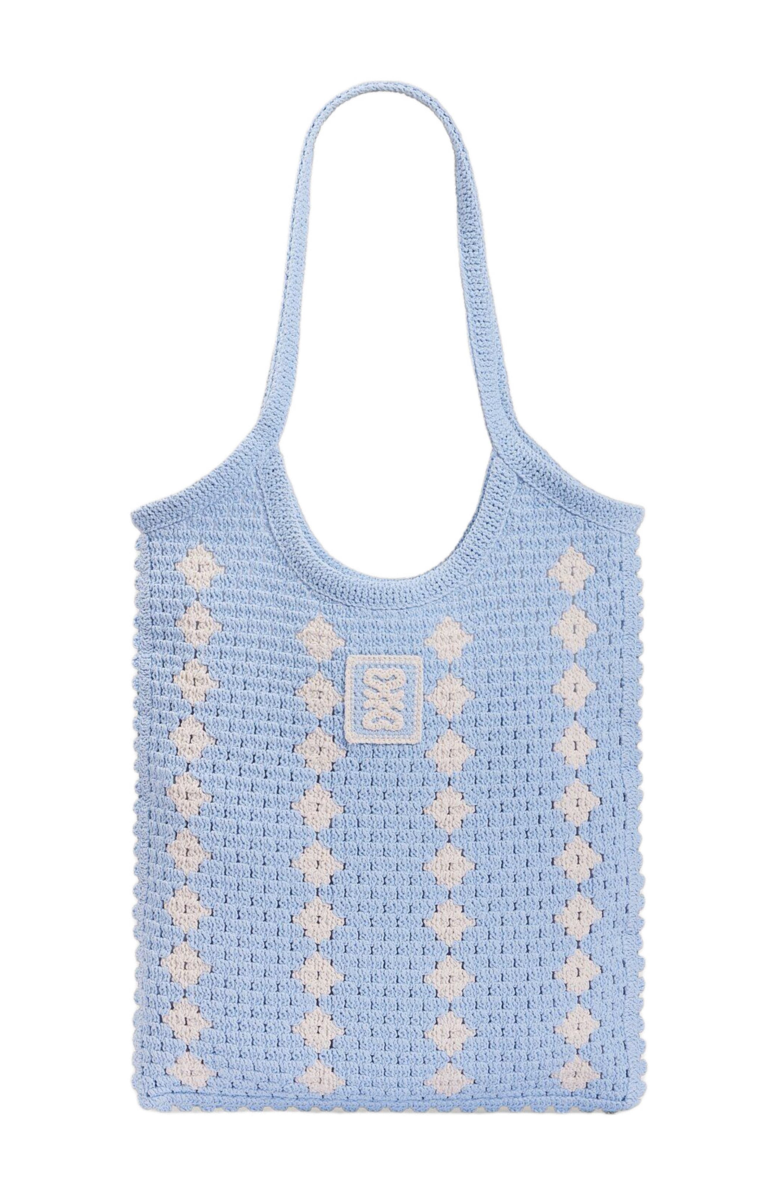 SANDRO Two-tone crochet bag, Main, color, Sky Blue