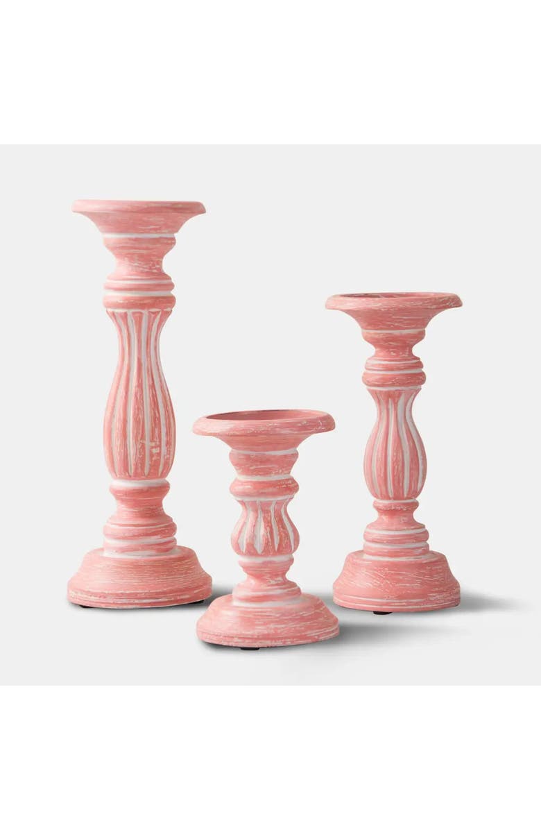 Mela Artisans Rosé Reverie Pillar Candleholder Set, Main, color, Rose