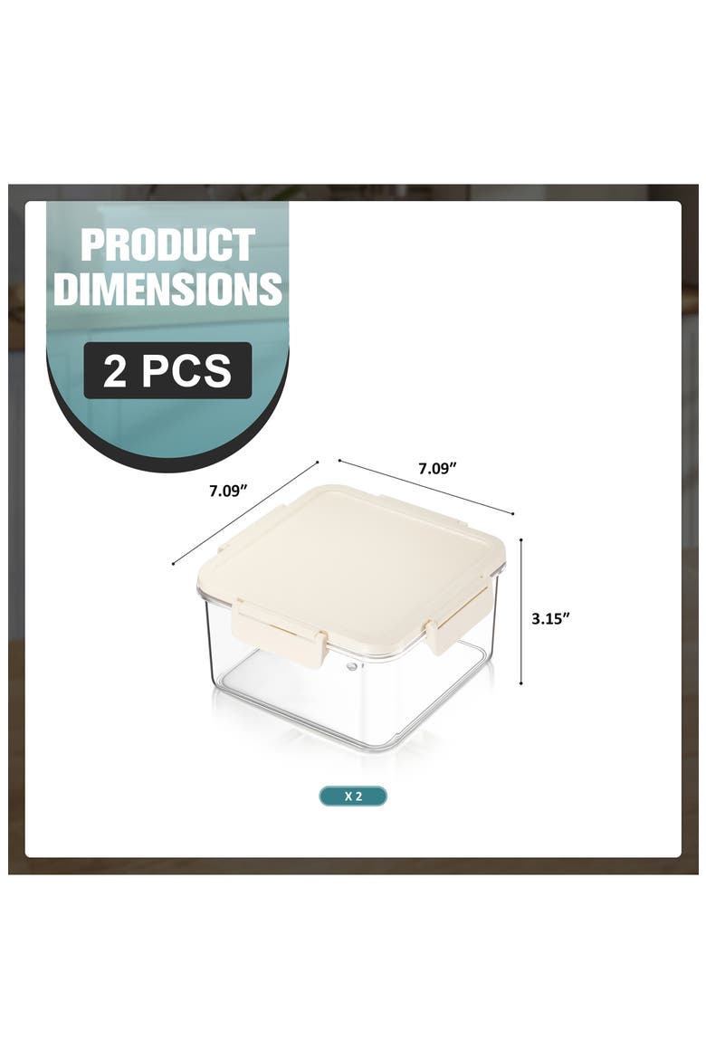 Set of 2 Airtight Food Storage Containers, Alternate, color, NO COLOR